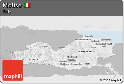 Gray Panoramic Map of Molise, single color outside