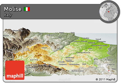 Physical Panoramic Map of Molise, semi-desaturated