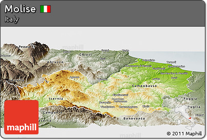 Physical Panoramic Map of Molise, semi-desaturated