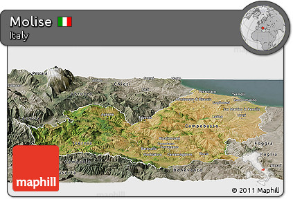 Satellite Panoramic Map of Molise, semi-desaturated
