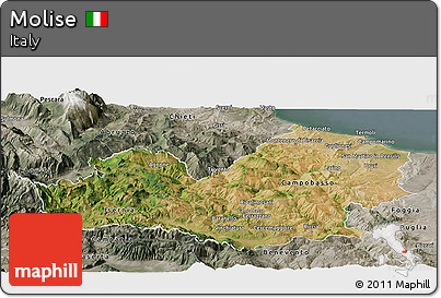 Satellite Panoramic Map of Molise, semi-desaturated