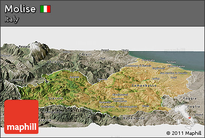 Satellite Panoramic Map of Molise, semi-desaturated