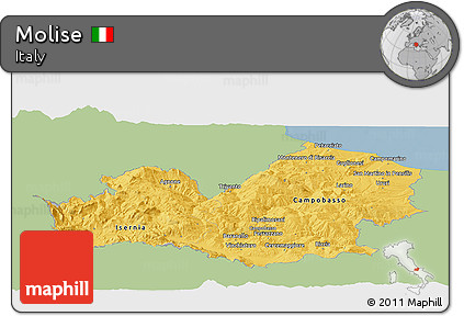 Savanna Style Panoramic Map of Molise, single color outside
