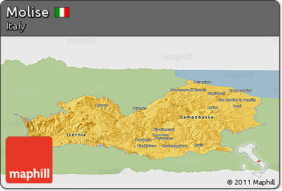 Savanna Style Panoramic Map of Molise, single color outside
