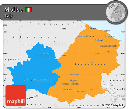 Political Simple Map of Molise, single color outside, borders and labels