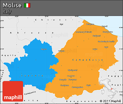Political Simple Map of Molise, single color outside, borders and labels