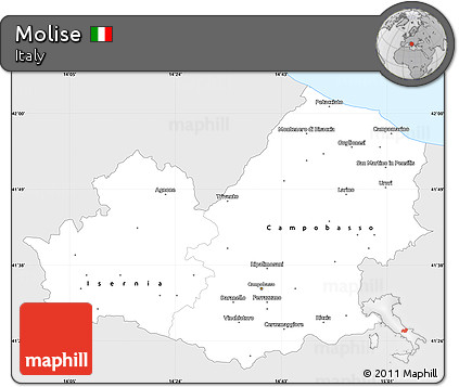 Silver Style Simple Map of Molise, single color outside