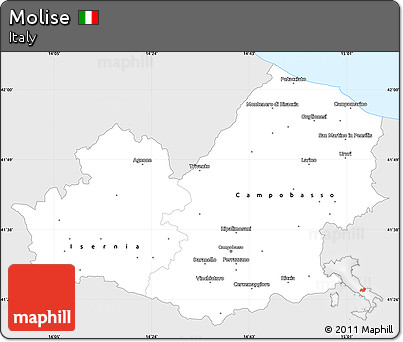 Silver Style Simple Map of Molise, single color outside