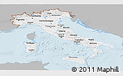 Gray Panoramic Map of Italy, single color outside