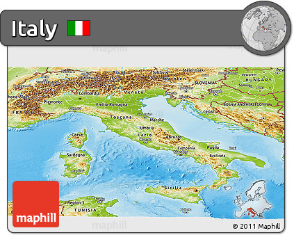 Physical Panoramic Map of Italy