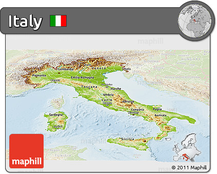 Physical Panoramic Map of Italy, lighten