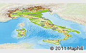 Physical Panoramic Map of Italy, lighten, land only