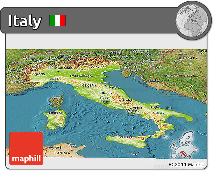Physical Panoramic Map of Italy, satellite outside