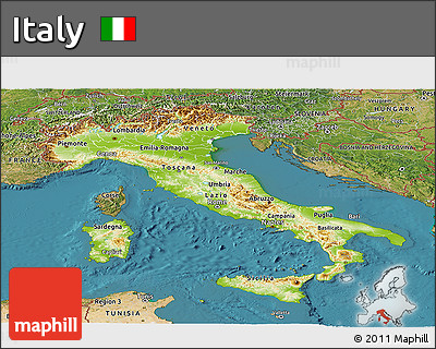 Physical Panoramic Map of Italy, satellite outside