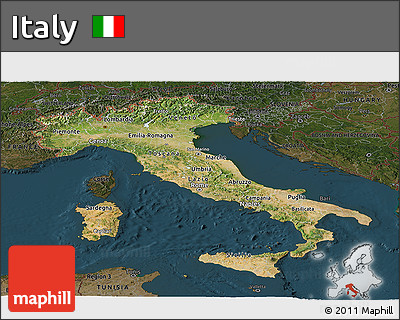 Satellite Panoramic Map of Italy, darken