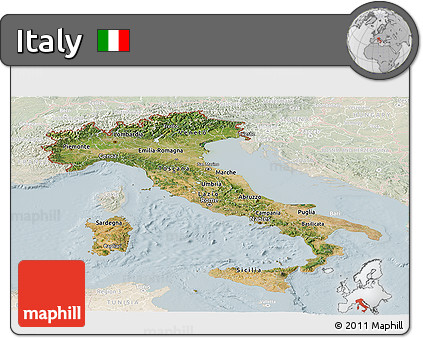 Satellite Panoramic Map of Italy, lighten