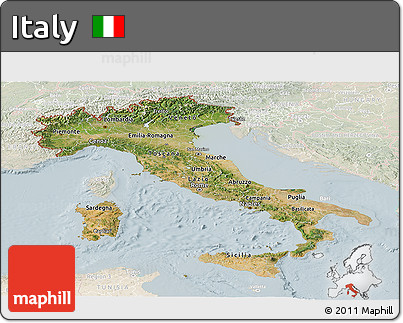 Satellite Panoramic Map of Italy, lighten