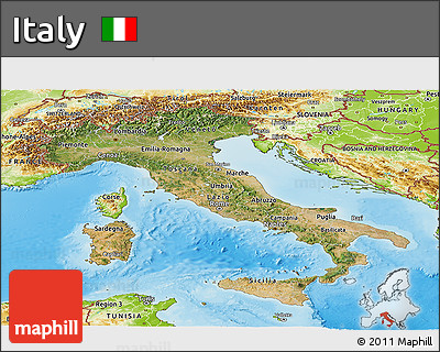 Satellite Panoramic Map of Italy, physical outside