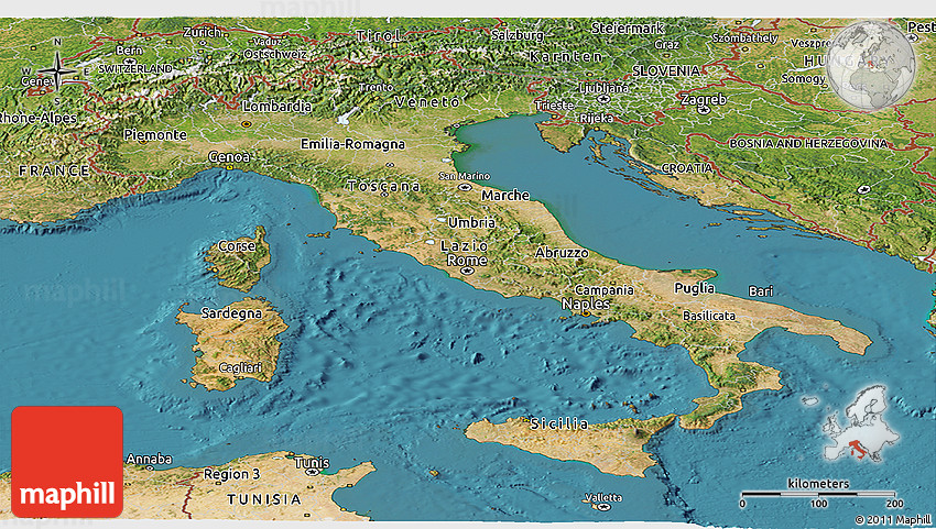 Italy Map and Satellite Image