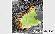 Physical 3D Map of Piemonte, darken, desaturated