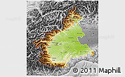 Physical 3D Map of Piemonte, desaturated