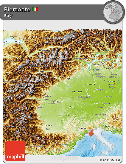 Physical 3D Map of Piemonte