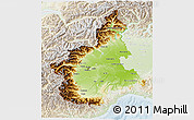 Physical 3D Map of Piemonte, lighten