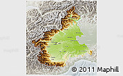 Physical 3D Map of Piemonte, lighten, semi-desaturated