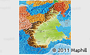 Physical 3D Map of Piemonte, political shades outside