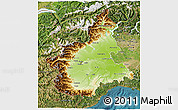 Physical 3D Map of Piemonte, satellite outside