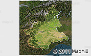 Satellite 3D Map of Piemonte, darken