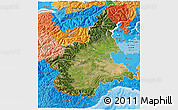 Satellite 3D Map of Piemonte, political shades outside