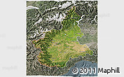 Satellite 3D Map of Piemonte, semi-desaturated