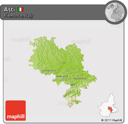 Physical 3D Map of Asti, cropped outside