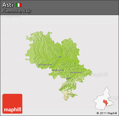 Physical 3D Map of Asti, cropped outside