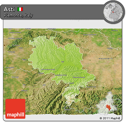 Physical 3D Map of Asti, satellite outside