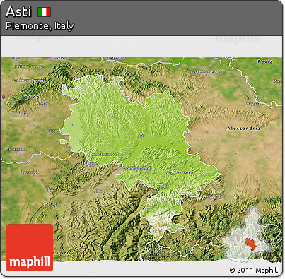 Physical 3D Map of Asti, satellite outside