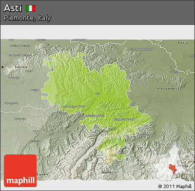 Physical 3D Map of Asti, semi-desaturated