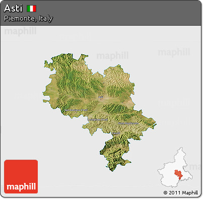 Satellite 3D Map of Asti, single color outside