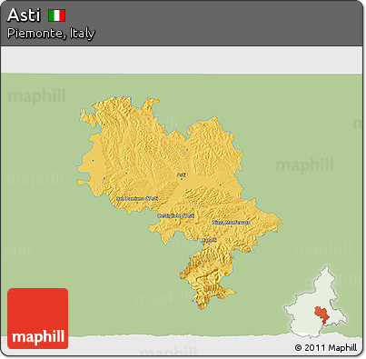 Savanna Style 3D Map of Asti, single color outside