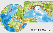 Physical Location Map of Asti, highlighted country, highlighted parent region, within the entire country