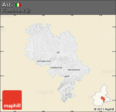 Classic Style Map of Asti, single color outside