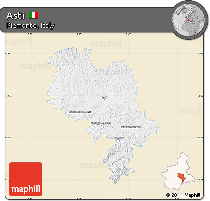 Classic Style Map of Asti, single color outside