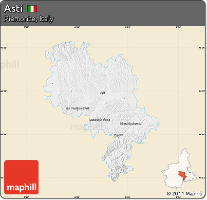 Classic Style Map of Asti, single color outside