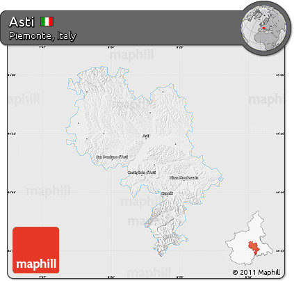 Silver Style Map of Asti, single color outside