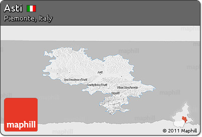 Gray Panoramic Map of Asti, single color outside