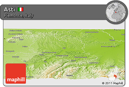 Physical Panoramic Map of Asti