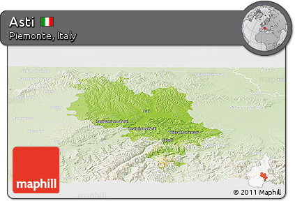 Physical Panoramic Map of Asti, lighten