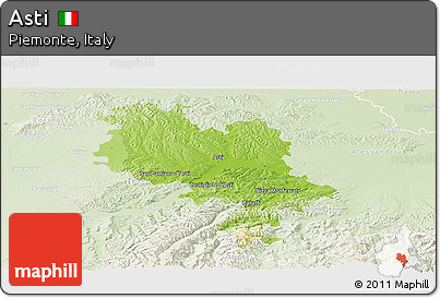 Physical Panoramic Map of Asti, lighten
