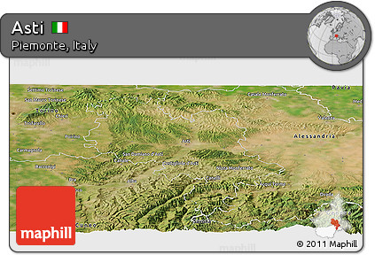 Satellite Panoramic Map of Asti